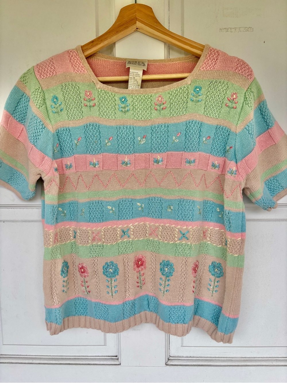 Vintage Koret embroidered pastel ramie knit 🌷 grandma chic dream sweater - Picture 2 of 8